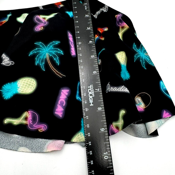 TORRID Women Large Black Neon Light Flamingo Dolphin Tropical Flounce Bikini Top - Picture 10 of 10